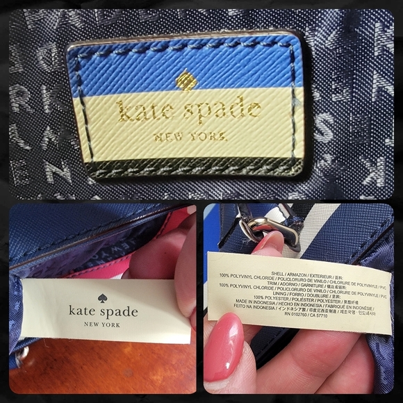 Kate Spade Medium Striped Tote in Red White & Blue PVC WKRU4294 - Picture 13 of 14